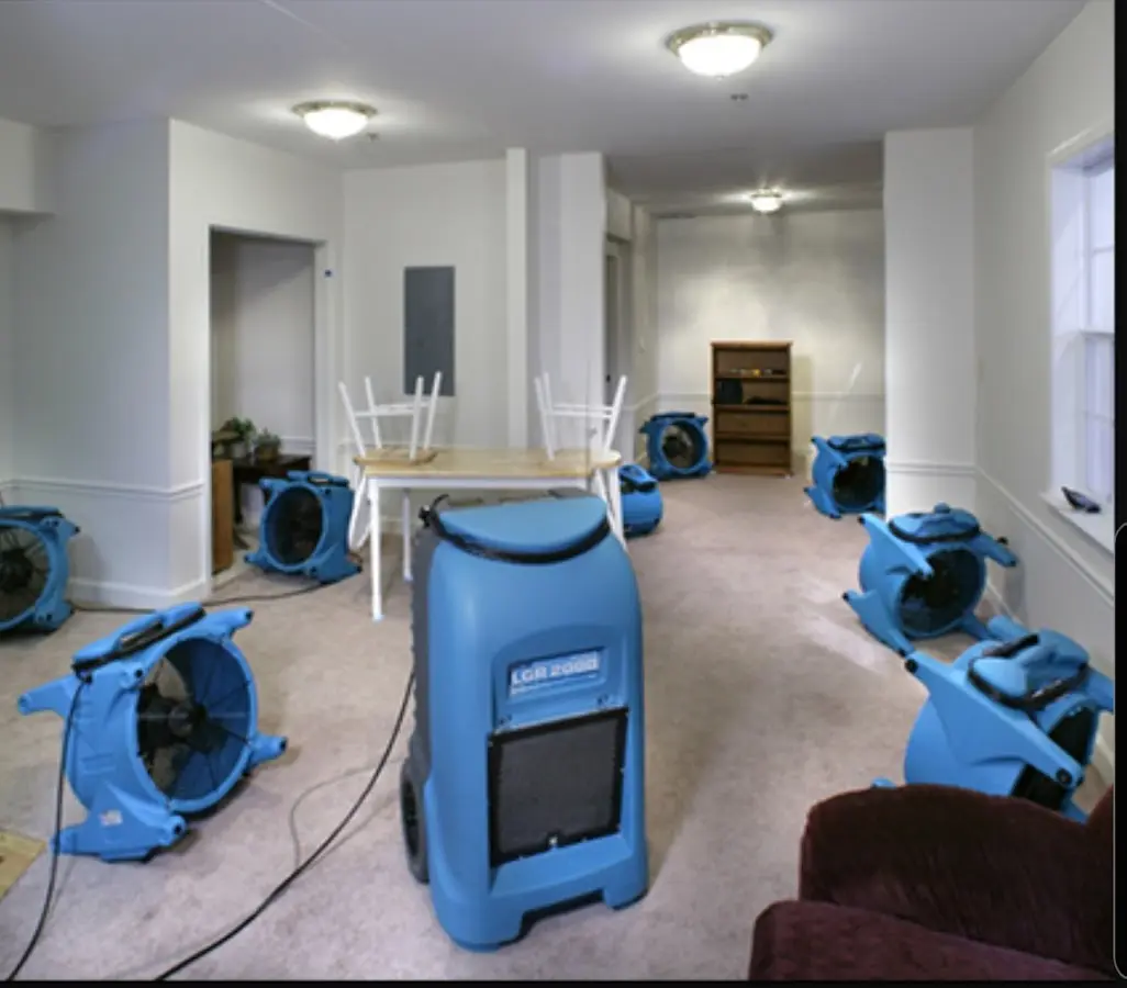 Air movers and dehumidifier setup for Water Extraction & Removal in Killingly
